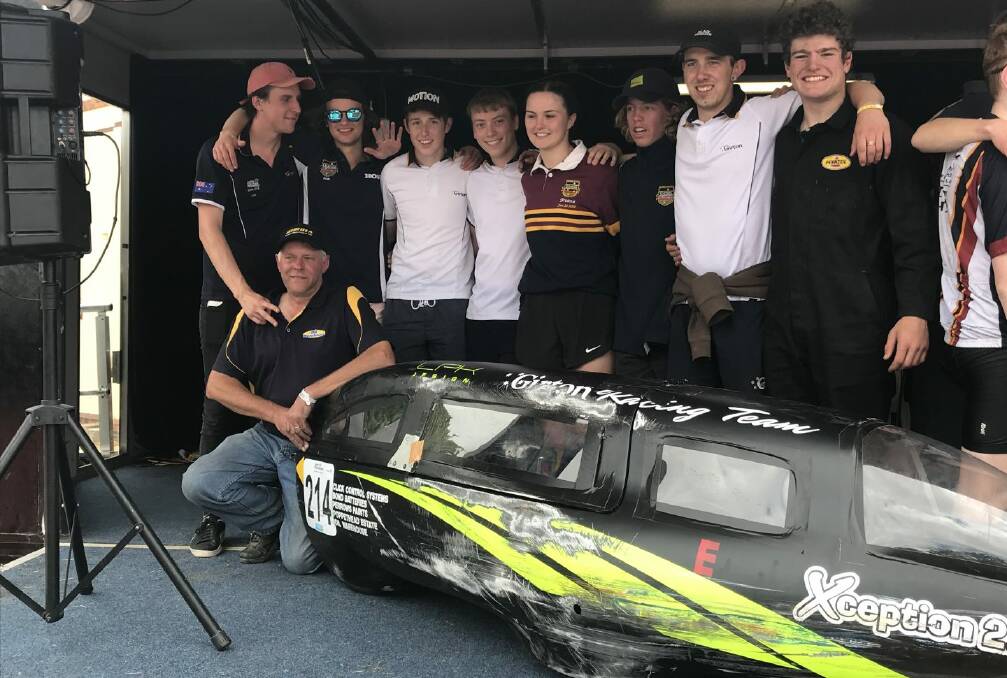 The successful Girton Grammar team with their energy-efficient vehicle Xception. Picture: SUPPLIED