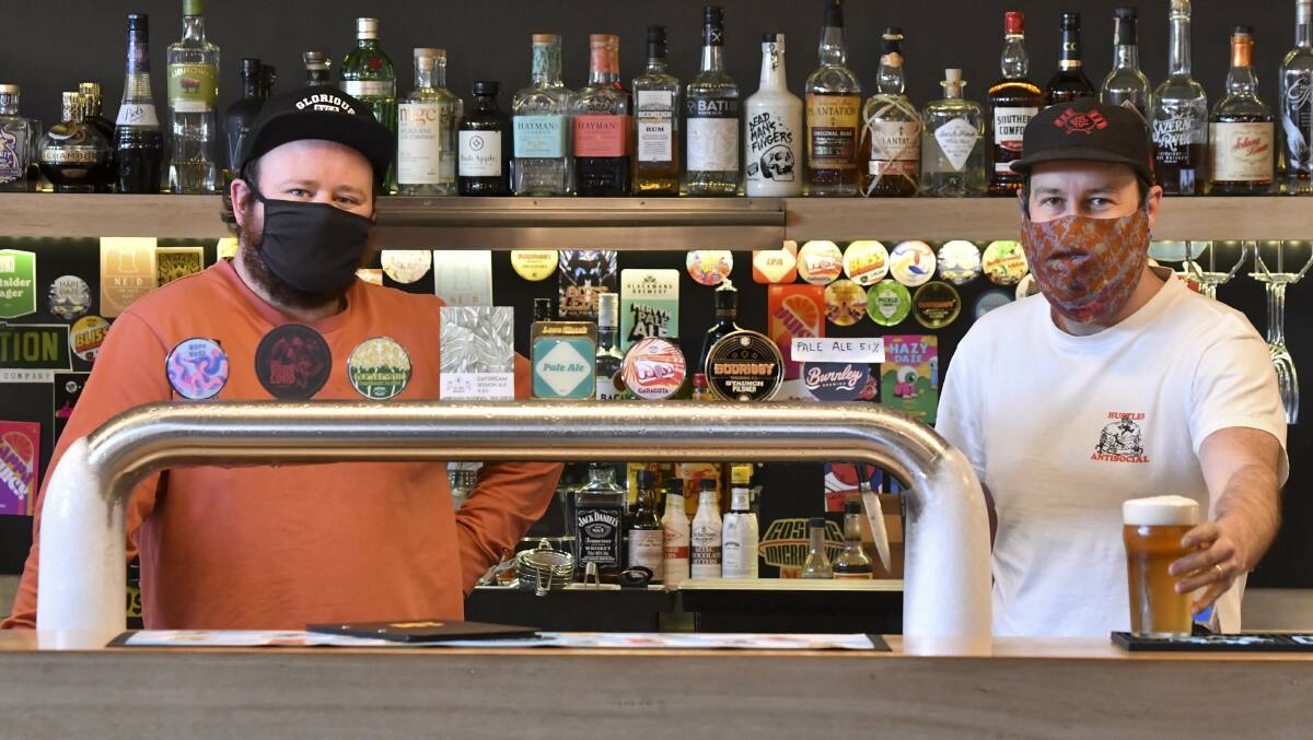 Hustler co-owners Justin McPhail and Nick Horgan will only be able to host 30 diners in a 300 seat venue. Picture: NONI HYETT
