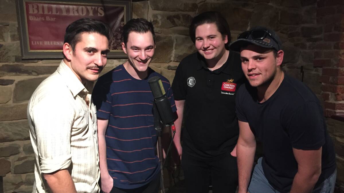 Shaun Rosaia, Ash Greblo, Zach Storer and Cody Jones have launched the Goldmines Comedy Cellar. Picture: CHRIS PEDLER