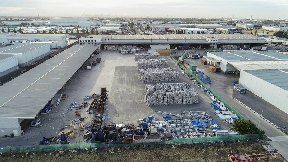 Aerial photo of SKM Recycling's Laverton North plant. Picture: JOE ARMAO