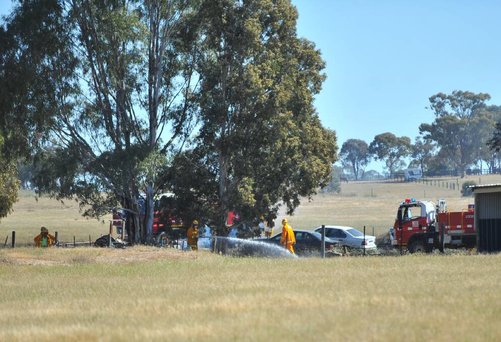 CFA crews at an out-of-control burn off in Lockwood on Wednesday.