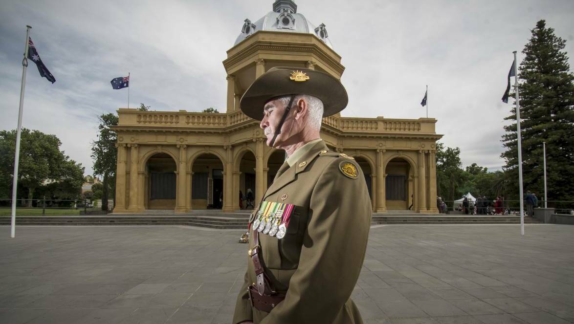 Major Craig Montgomery said the displays in the restored and renovated Bendigo Soldiers’ Memorial Institute and Military Museum were magnificent. Picture: DARREN HOWE