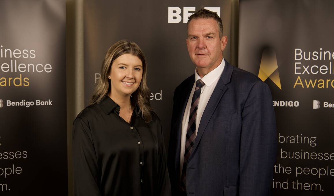 Bendigo Business Excellence Awards chair Eve Ritchens and chief executive Rob Herbert. Picture: BILL CONROY