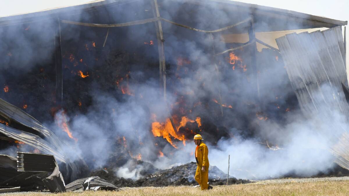 cfa crews manage smouldering elmore hay shed fire