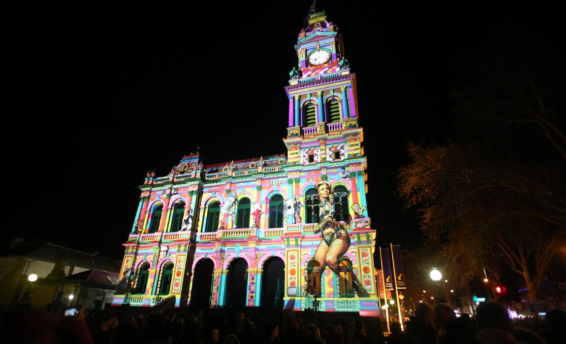 RETURNING: White Night Bendigo will return on September 3 - four years after it first visited the city. This 'The Secret Life of Buildings' installation was part of the 2018 event. Picture: GLENN DANIELS