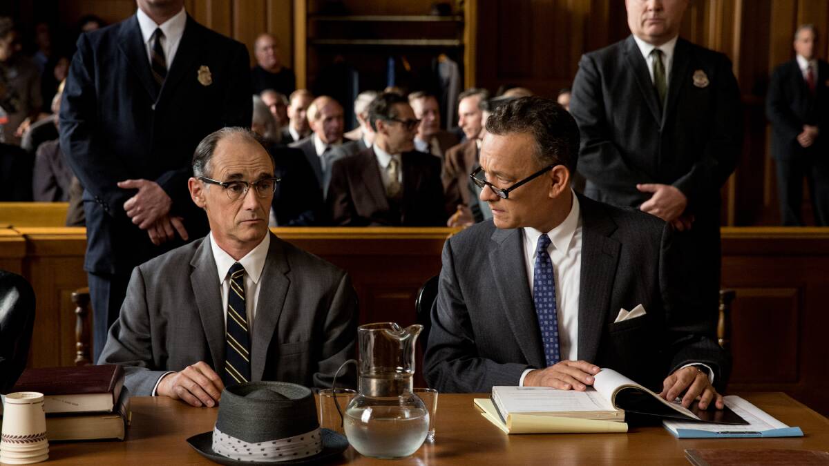Tom Hanks is Brooklyn lawyer James Donovan and Mark Rylance is Rudolf Abel, a Soviet spy arrested in the U.S. in the dramatic thriller Bridge of Spies.