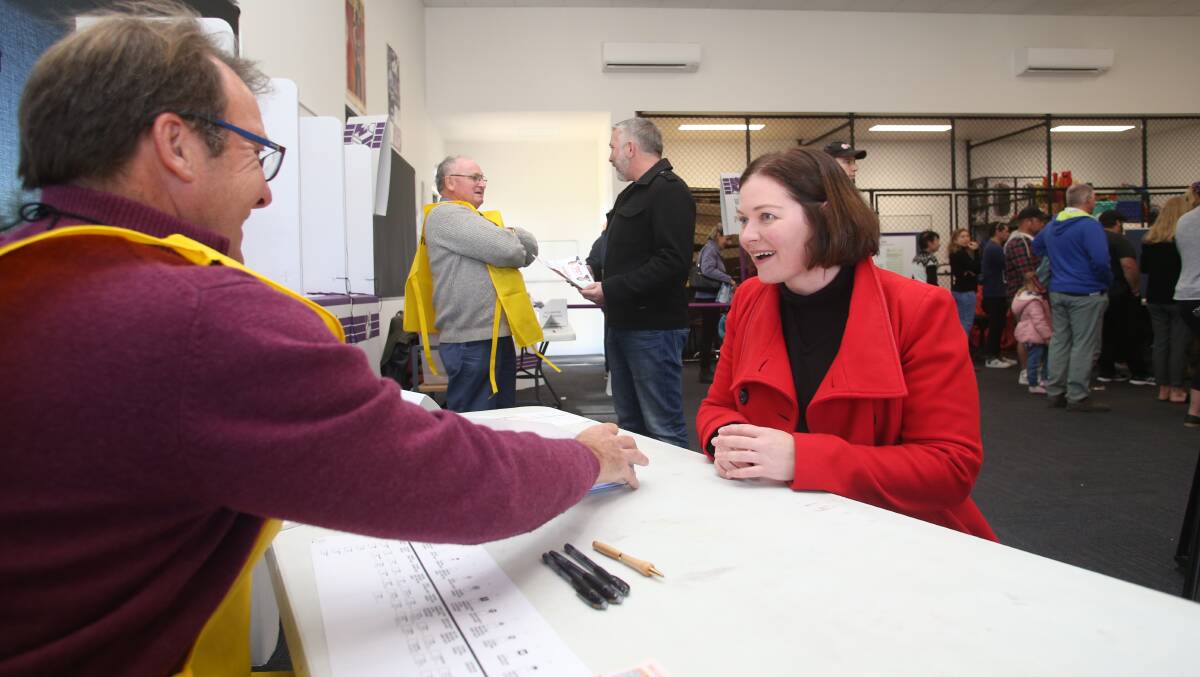 Lisa Chesters prepares to vote at Epsom. Picture: GLENN DANIELS