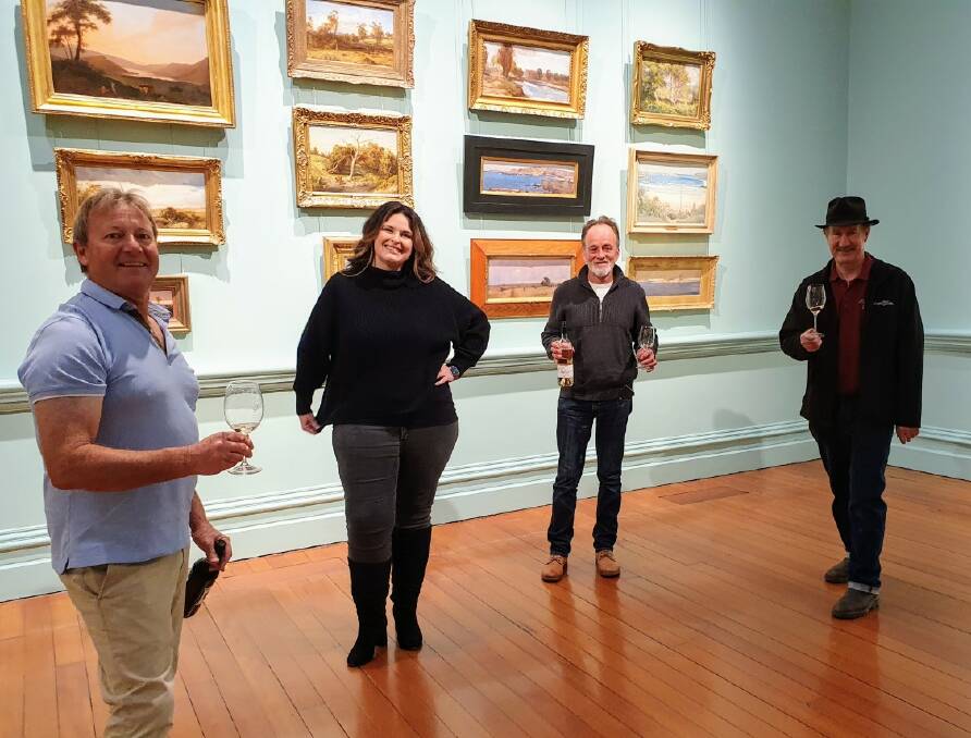 Burnt Acre Vineyard's Cliff Stubbs, host Kath Bolitho, Grangehill Vineyard's Russell Clarke and Balgownie Estate's Tony Winspear at the Bendigo Art Gallery for the first part of The Unseen Series. Picture: SUPPLIED