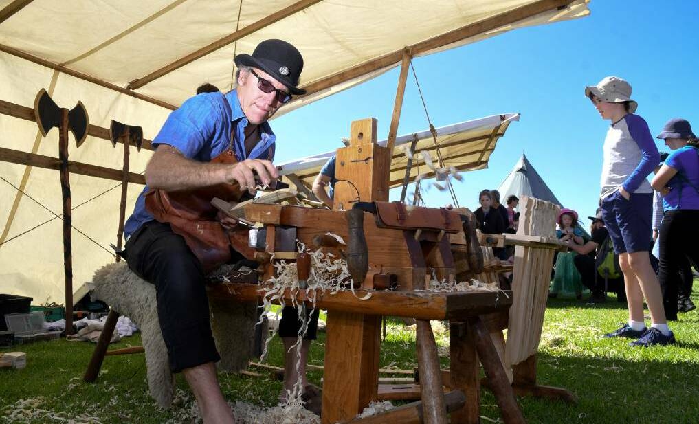 Toymaker Tim Schloss at the 2020 Lost Trades Fair. Picture: NONI HYETT