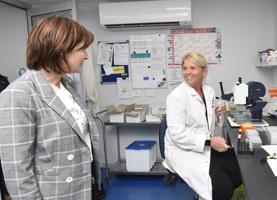DEVELOPING: Mary-Anne Thomas tours Apiam Animal Health following the announcement that a new laboratory will be built to develop new vaccines for animals. Picture: NONI HYETT