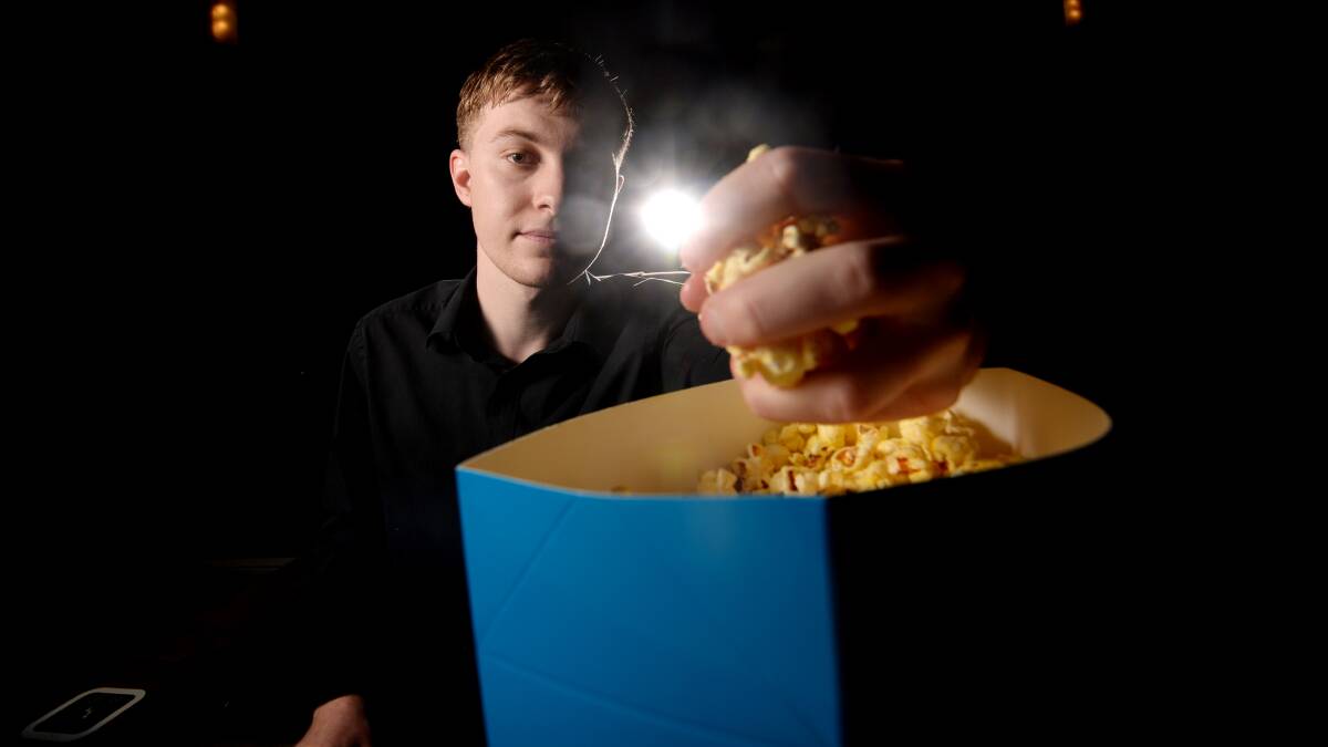 Bendigo Cinemas staff member Jordan Purdy has his popcorn ready ahead of the Boxing Day releases. Picture: DARREN HOWE