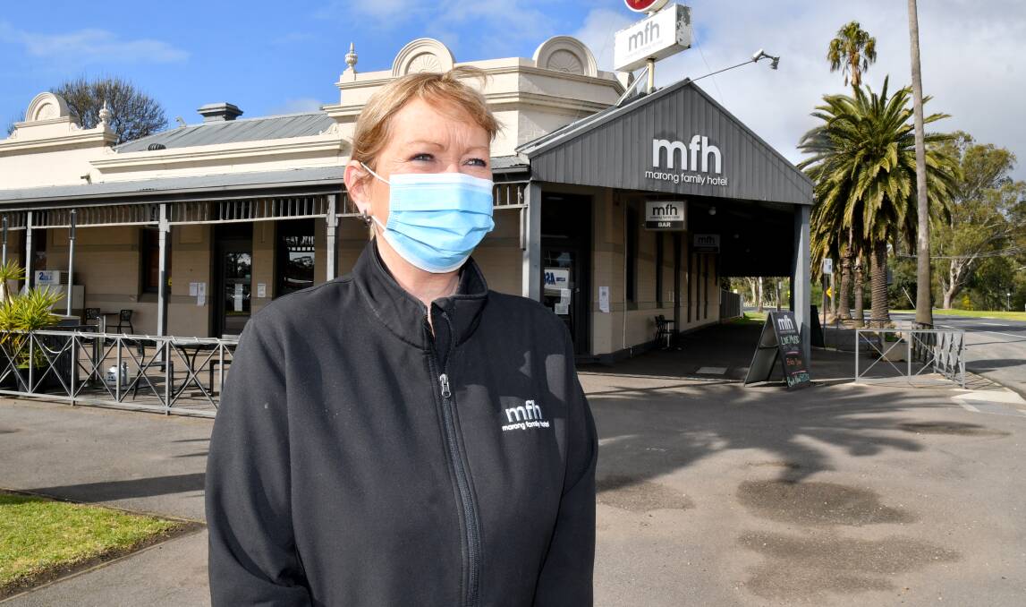 POTENTIAL: Marong Family Hotel owner Robyn Lougoon is hopeful the Bendigo Regional Employment Precinct project will result in more infrastructure being built in the growing township. Picture: NONI HYETT