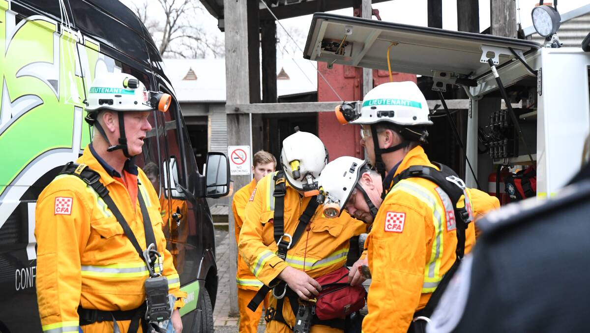 CFA's Oscar 1 mine rescue team prepares for the training simulation.