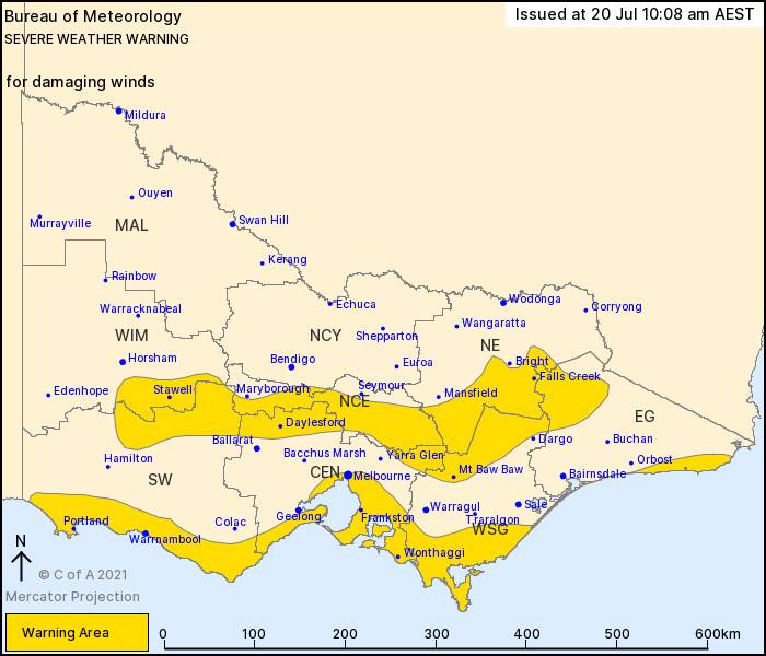 Cold front brings damaging winds to Castlemaine and Kyneton areas