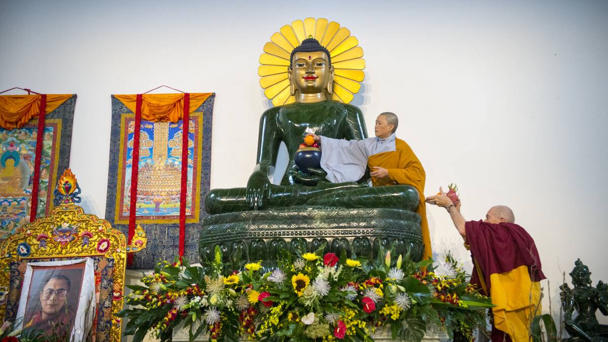 The Jade Buddha of Universal Peace at home in Bendigo's Great Stupa of Universal Compassion. Picture: DARREN HOWE
