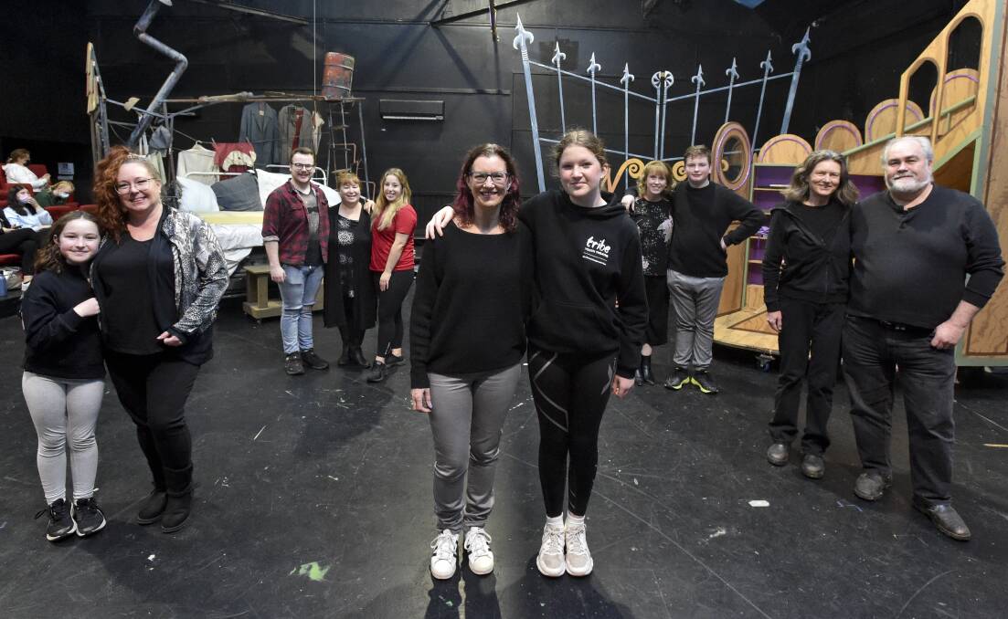 FAMILIES OF PERFORMERS: Skye and Jill McPartlane, Ky, Lisa and Kaddison Kearin, Michelle and Zoe Di Camillo, Claire and Oli Sexton and Selina and John Trainorare all part of the Charlie and the Chocolate Factory cast and crew. Picture: NONI HYETT