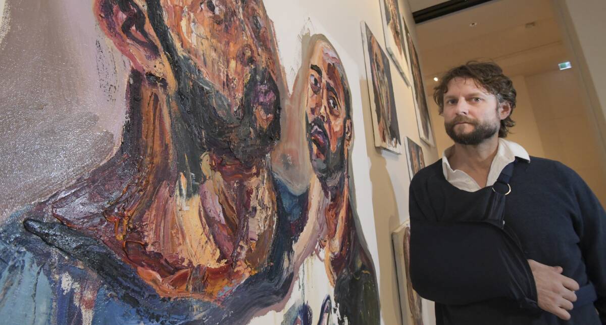 ON SHOW: Ben Quilty says the exhibition featuring Myuran Sukumaran's work is a dark warning of what can happen to young men rather than a celebration of a drug dealer's life. Picture: NONI HYETT