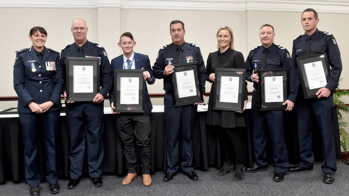 TEAM: Assistant Commissioner Millen with the team who combated a spate of burglaries and thefts in the Campaspe region. Picture: DARREN HOWE