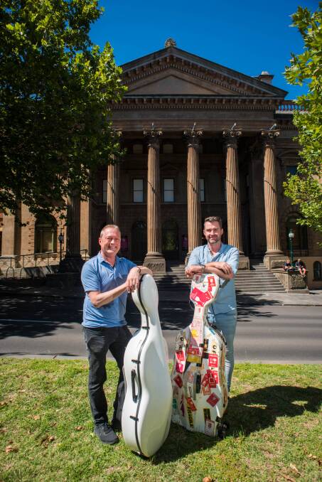 PERFORMING AGAIN: Bendigo Chamber Music Festival co-directors Howard Penny and Chris Howlett ahead of the event launching at The Capital last night. Picture: BRENDAN McCARTHY