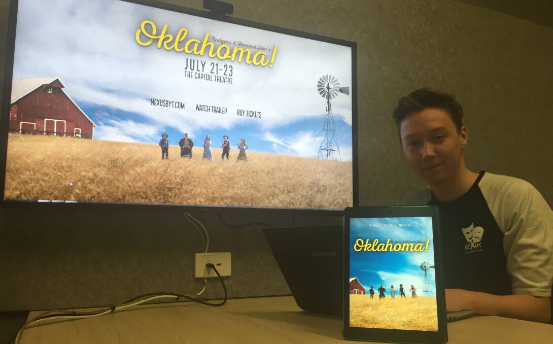 Bailey Cook shows off his iBook program for Nexus BYT's production of Oklahoma. Picture: CHRIS PEDLER