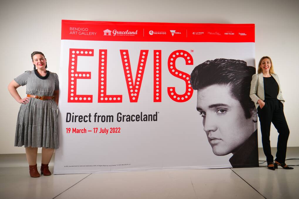 Bendigo Art Gallery curatorial manager Lauren Ellis and director Jessica Bridgfoot at the launch of Elvis: Direct From Graceland. Picture: DARREN HOWE