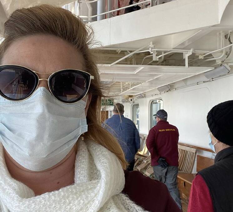 Laura Tangey on board the ship during the quarantine.
