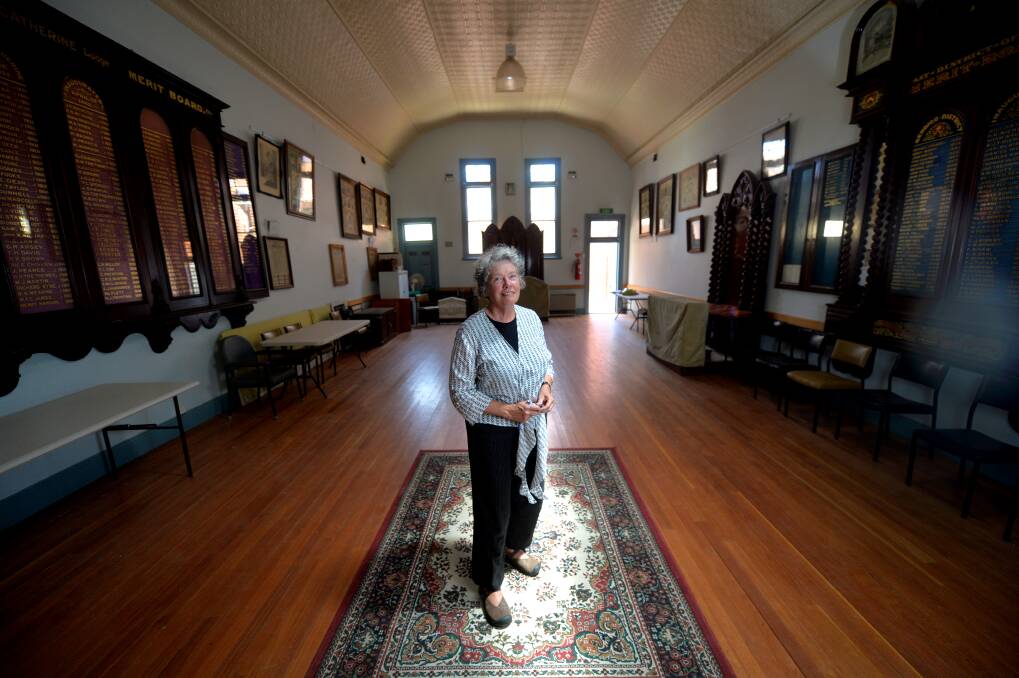 Megan McDougall shows off Manchesty Unity Hall in Eaglehawk. Picture: DARREN HOWE