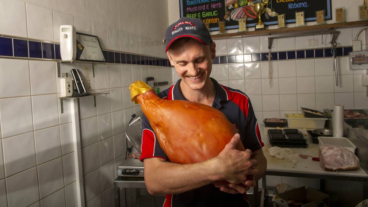 Jackson Dargaville and Flora Hill Quality Meats have won state prizes from their ham and bacon. Picture: DARREN HOWE