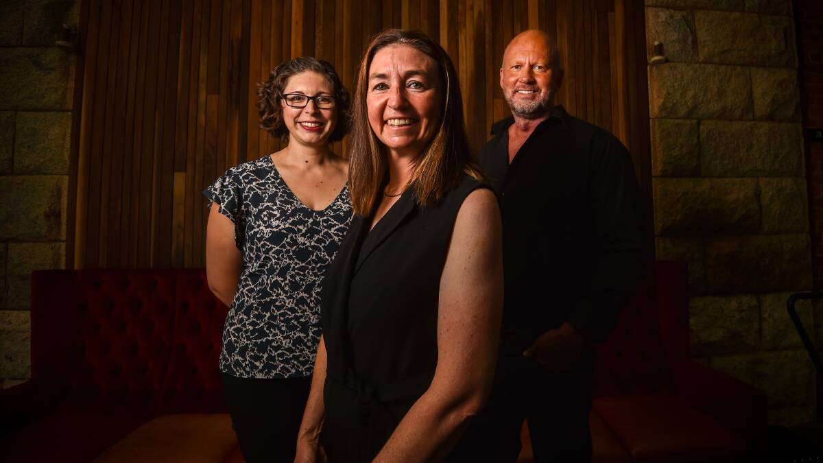 NEW SEASON: Bendigo Symphony Orchestra's Cally Bartlett, BVE manager Julie Amos and performer Teddy Tahu Rhodes are ready for 2022. Picture: DARREN HOWE