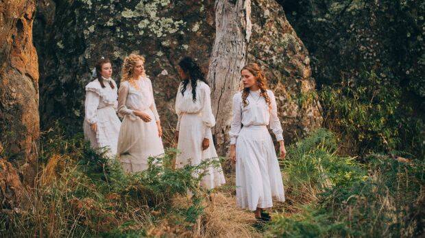 Ruby Rees, Samara Weaving, Madeleine Madden and Lily Sullivan in Picnic at Hanging Rock. Photo: Showcase