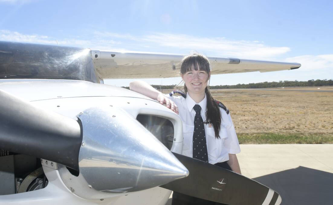 AVIATION ASPIRATIONS: Bendigo's Robyn Lomas is studying to be a pilot at the RMIT flight school in Point Cook. Picture: NONI HYETT