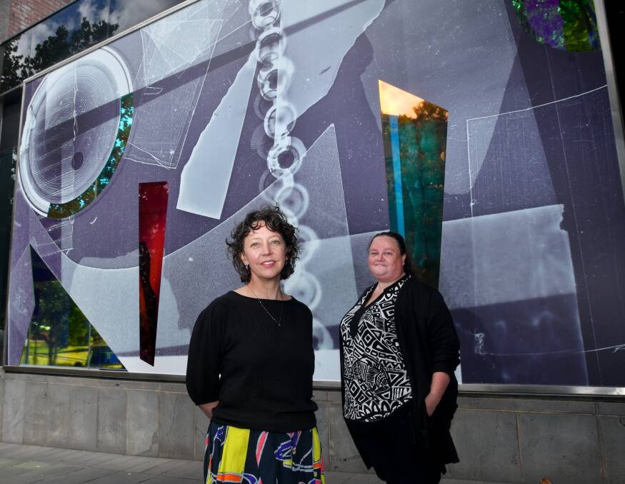FACADE: Photographer Danica Chappell and chemical biologist Donna Whelan collaborated to create the image on the front of the La Trobe Art Institute. Picture: NONI HYETT