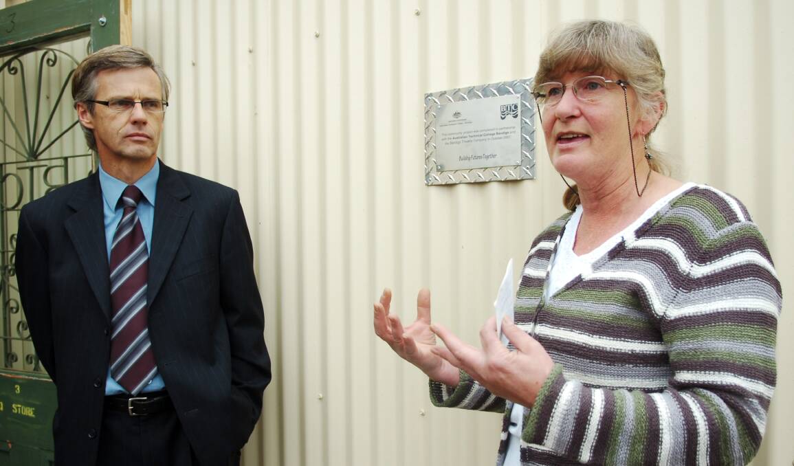 BIG MOMENT: Michael Langdon (then principal of ATC Bendigo) and Gael Emond (then BTC president) at the opening of the Arts Shed in Allingham Street in 2007. Picture: Alex Ellinghausen