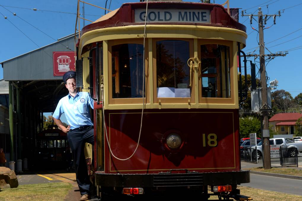 BACK ON TRACK: Tram driver Allyn Gillies was happy to have Bendigo's Talking Tram out again yesterday after the trams were shut down in March because of the coronavirus pandemic. Picture: DARREN HOWE