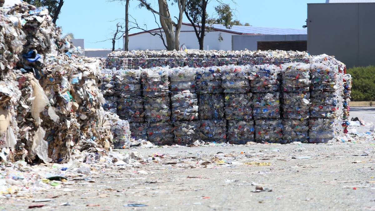Recycling stockpiles at the East Bendigo facility in 2018. Picture: DARREN HOWE