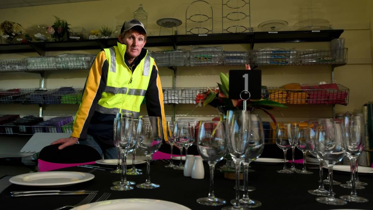 TOUGH TIMES: Bendigo Party Hire staff such as Alan Hudson have reduced working hours because of the number of events being cancelled in the region due to the pandemic. Picture: NONI HYETT