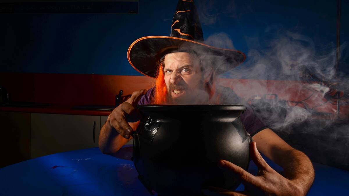 SPOOKY: Discovery's David Holmes getting ready for the Halloween scavenger hunt. Picture: DARREN HOWE