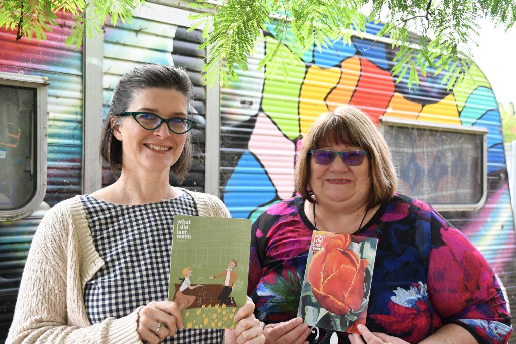 PROJECT: Artists Bree Galvin and Barb Fordham had their works feature on the front covers of two of the What I Did Last Week volumes. Picture: CHRIS PEDLER