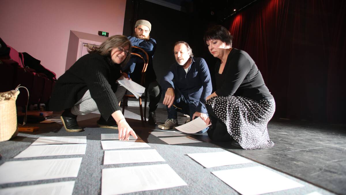 Director Kate Stones (left) works with Stephen Mitchell, Hector MacKenzie and Donna Steven on Letters From the Inside at the Phee Broaday Theatre last year.