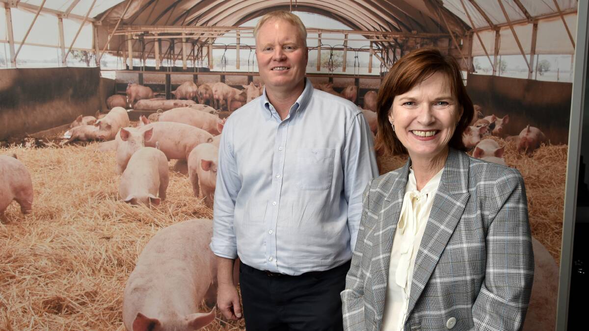 ANNOUNCEMENT: Apiam Animal Health managing director Chris Richards with Mary-Anne Thomas. Picture: NONI HYETT
