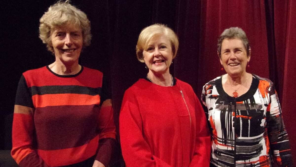 Cr Christine Henderson, human rights advocate Professor Gillian Triggs and Bev Campbell from Rural Australians for Refugees Castlemaine at a recent Refugee Week event in Castlemaine. Picture: SUPPLIED