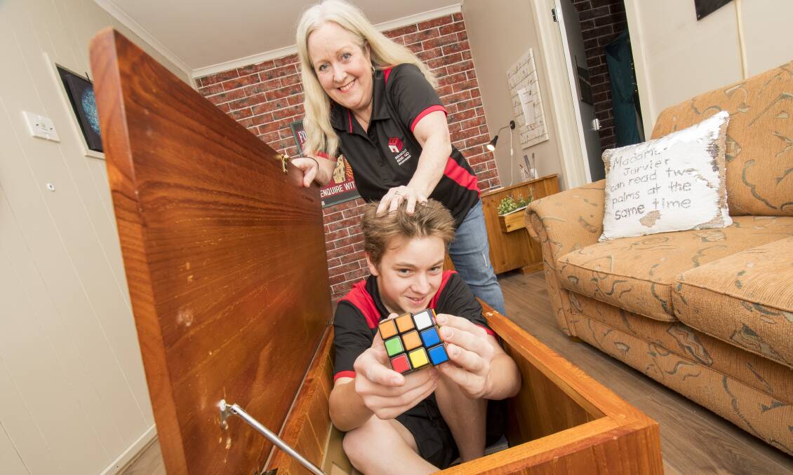 CAN YOU ESCAPE?: Breakout Bendigo owner Suzanne Greene and her son Ethan, 15, will open the city's first escape room on Wednesday. Picture: DARREN HOWE
