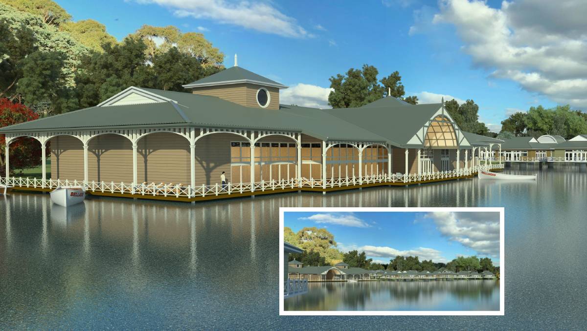 LAKESIDE: An artist's impression of the proposed development and, inset, The construction would include 100 self-contained units around a lake, a function centre, health retreat and spa with liquor license and 300 car parks.