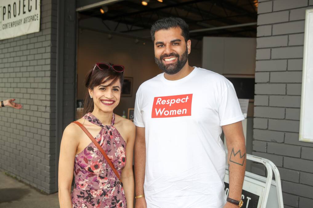 MEN NEEDED: Tarang Chawla, ambassador for Our Watch, pictured in 2020 at a Domestic Violence Victims exhibition launch. He is pictured with Nithya Reddy. Photo: FILE 