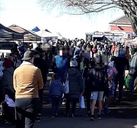 TRFFIC JAM: Scenes at the Daylesford Sunday Market when hundreds ignored social distancing protocols. Hepburn Shire has moved to limit the amount of stalls and visitors at the site for the forseeable future.