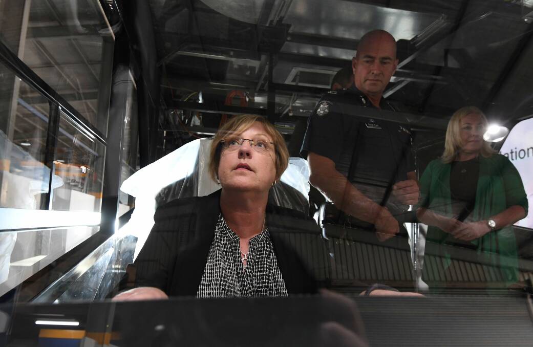 CHECK POINT: Police and emergency services minister Lisa Neville visited Ballarat manufacturer Brimarco in March last year to inspect one of the new booze buses.