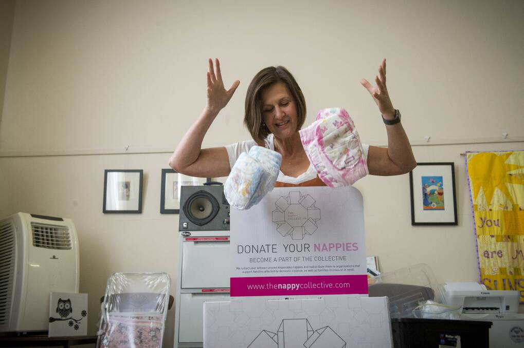 Glenda Serpell, from Sunshine Bendigo, is collecting nappies for parents and babies in crisis. Picture: DARREN HOWE