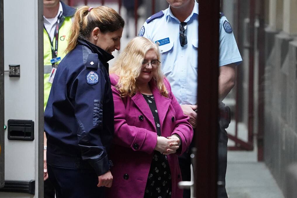 Christine Lyons arrives for a pre-sentence hearing at the Supreme Court on Wednesday, having been found guilty of the murder and attempted murder of Samantha Kelly. Picture: AAP IMAGE/STEFAN POSTLES