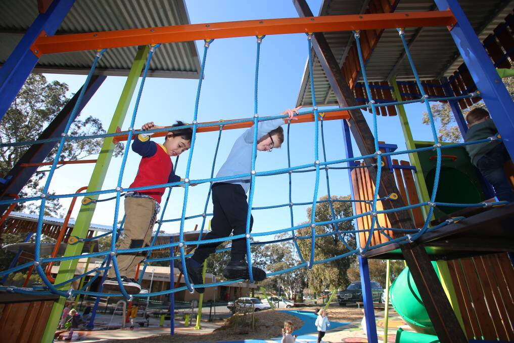 Children try out the equipment at the Strathdale Park Play Space. Picture: GLENN DANIELS