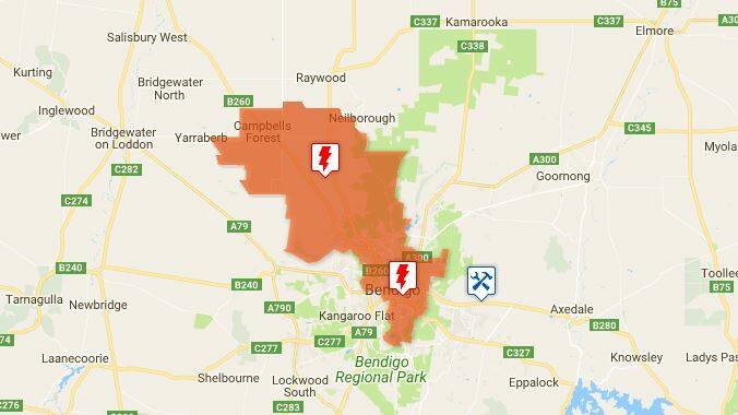 Areas currently affected by outages. Picture: POWERCOR